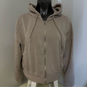 Beige Zip-Up Hoodie